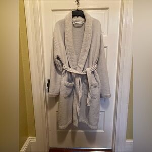 Haven  Waffle Weave/Terry Luxury Organic Cotton Spa Robe Thick Small/Medium Gray